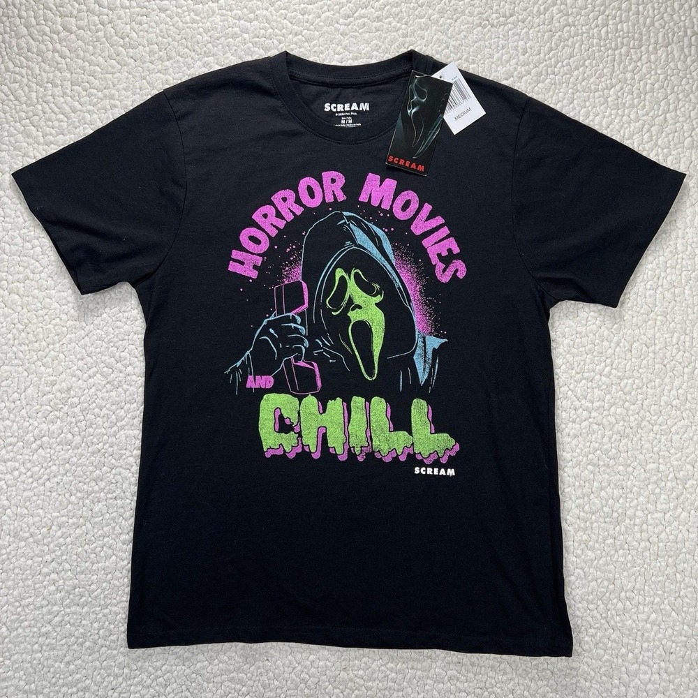 Scream Ghostface T-Shirt Medium Horror Movies‎ And Chill Graphic Tee NWT 2024